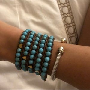 Chan Luu Wrap Bracelet- Turquoise w/ gld hearts